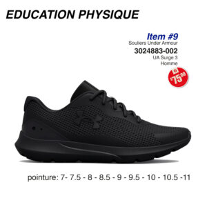 Item 09 Séminaire Saint-François Éducation Physique Souliers Homme UA 3024883-002 Surge 3 2026